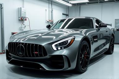 Vue générale d'une voiture en cours de detailing